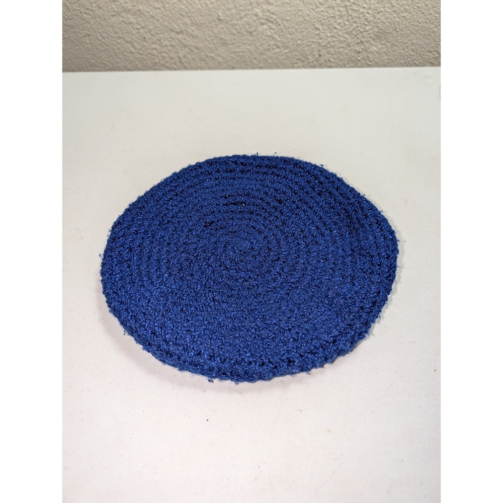Vintage Blue Beret Hat Knit 80s Nobu Women's‎ One Size